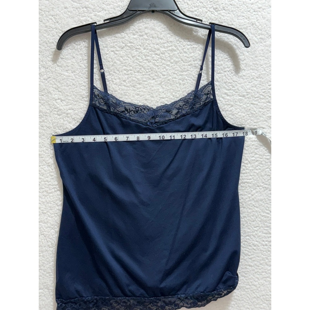 APT Essentials Navy Blue Lace Trim Spaghetti Strap Cami Tank Top‎ XL - Picture 6 of 7